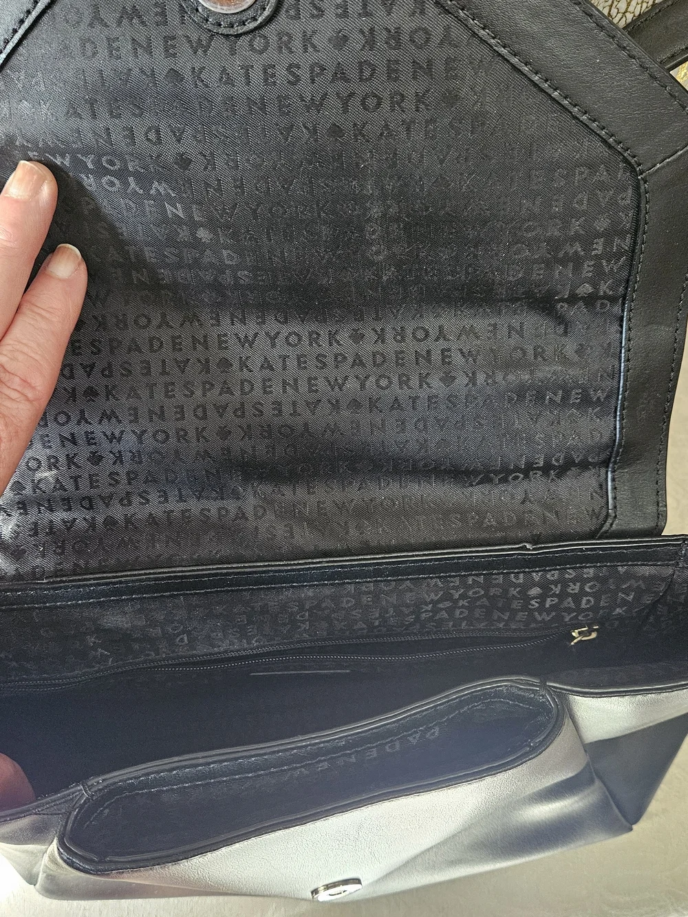 kate spade Black Leather Top-Handle Satchel with Gold Accent